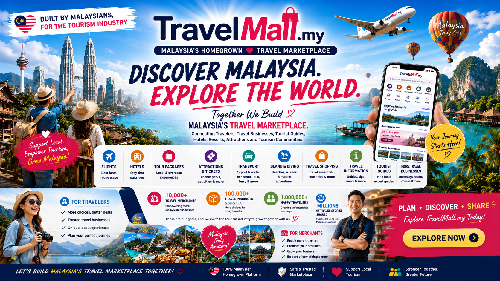 TravelMall.my - Malaysia's Homegrown Travel Marketplace. Discover Malaysia. Explore The World. Travel information, travel packages, hotels, resorts, tourist guides, diving, islands, attractions and tickets.